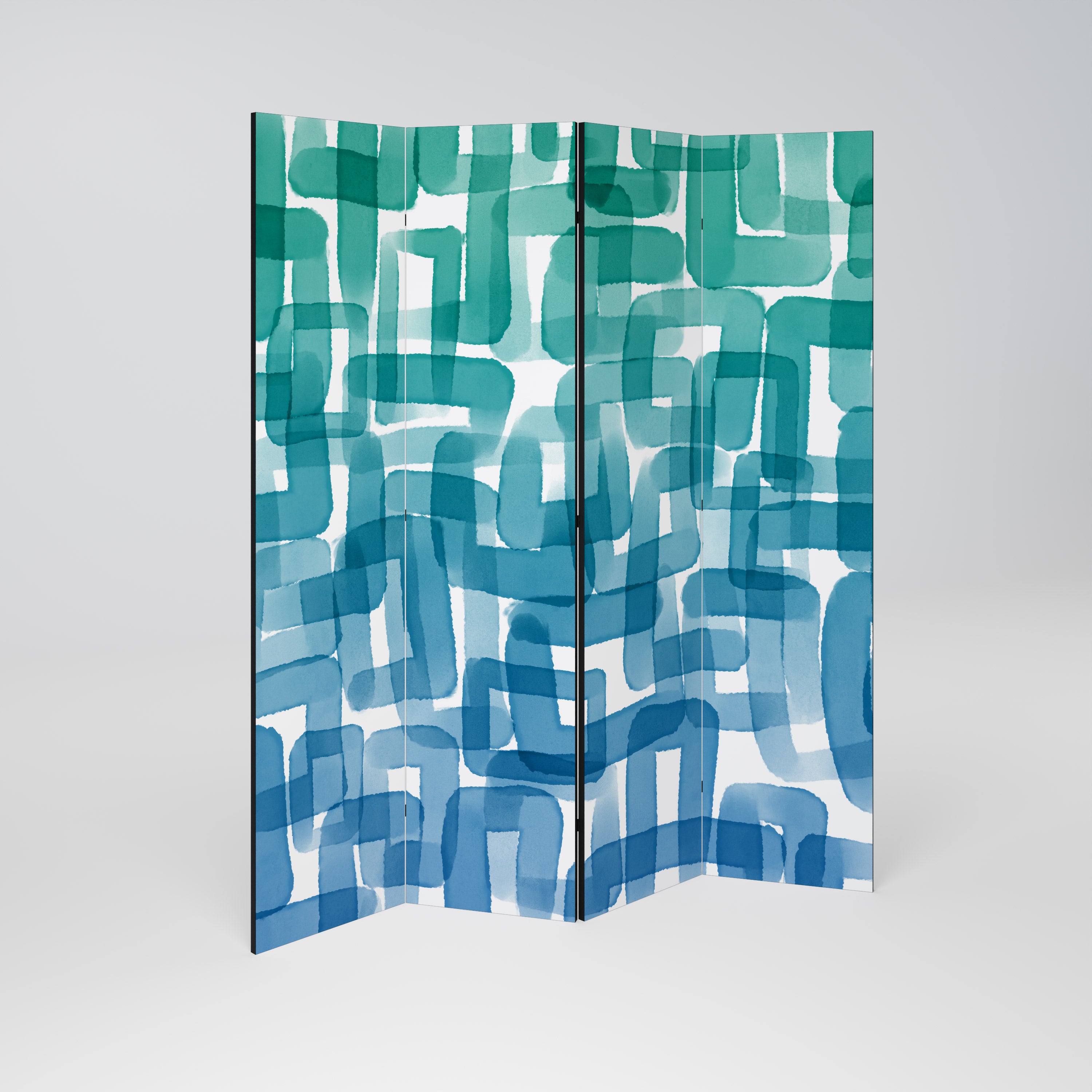 TURQUOISE RECTANGLES 4-Panel Room Divider