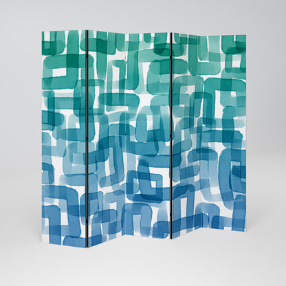 TURQUOISE RECTANGLES 5-Panel Room Divider
