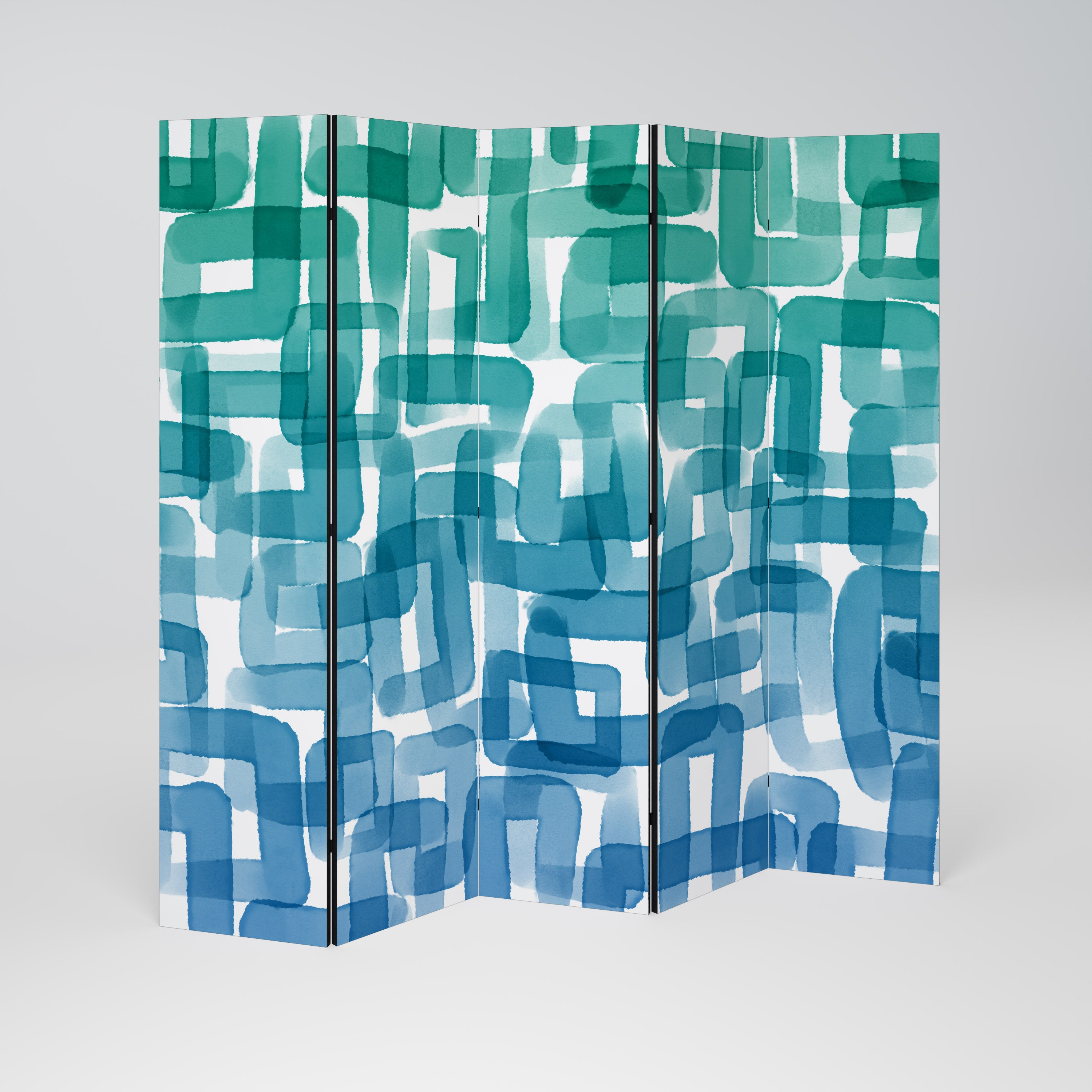 TURQUOISE RECTANGLES Dekorativ rumsavdelare – 5 paneler