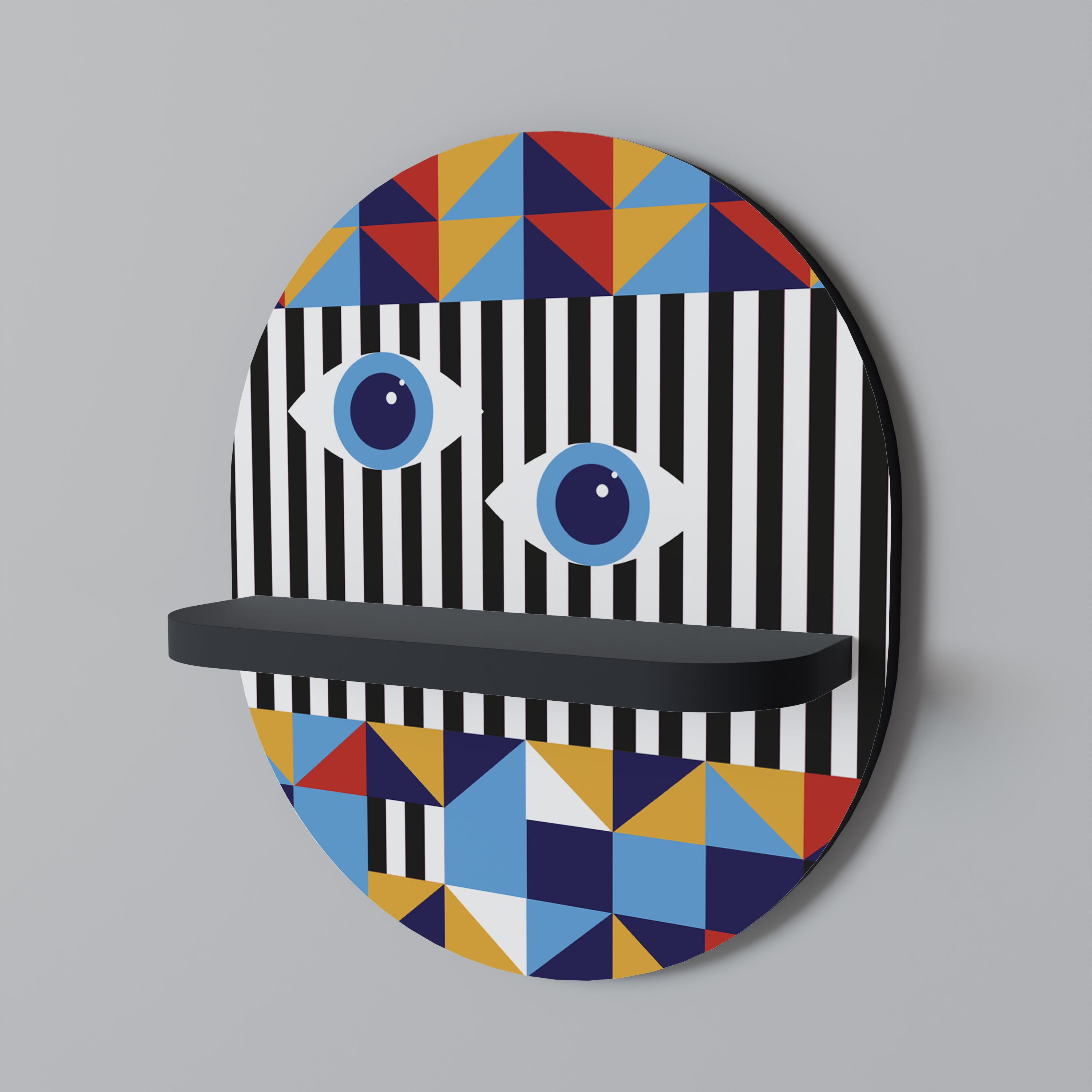 ABSTRAKTION OCH GEOMETRI Oval konsthylla i svart finish