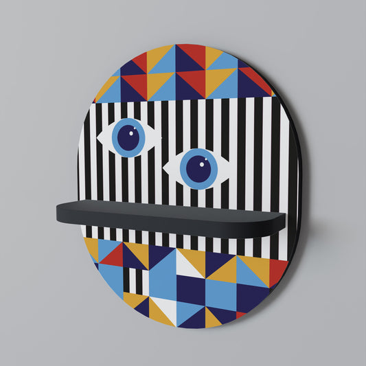 ABSTRAKTION OCH GEOMETRI Oval konsthylla i svart finish
