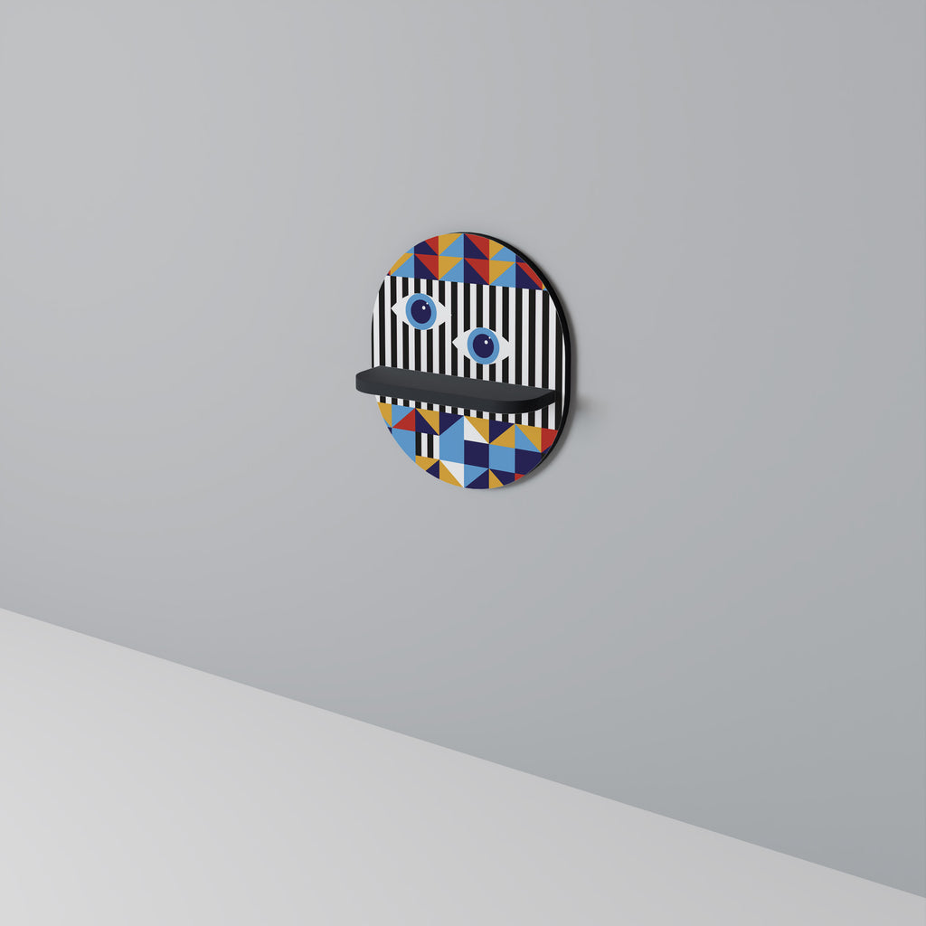 ABSTRAKTION OCH GEOMETRI Oval konsthylla i svart finish