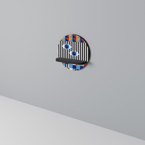 ABSTRACTION AND GEOMETRY Round Art Shelf In Black Finish