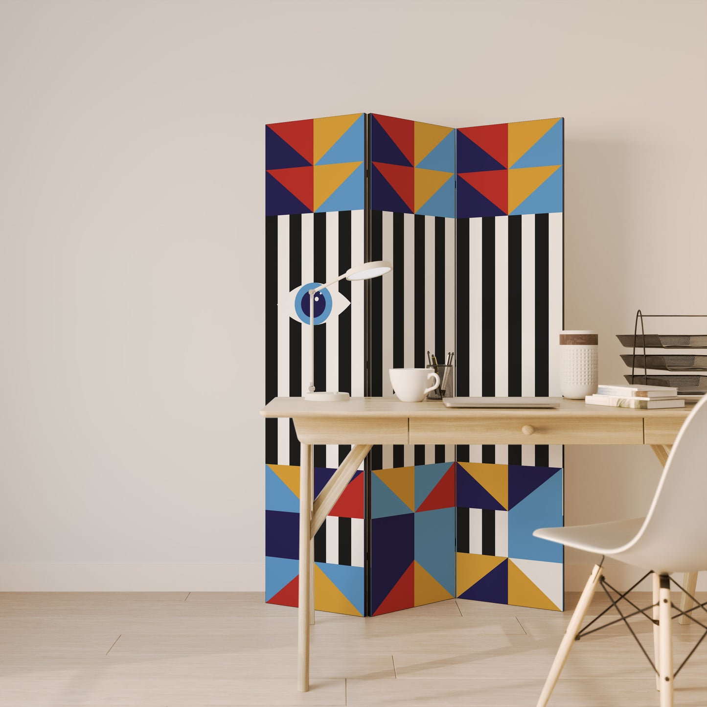ABSTRACTION AND GEOMETRY Dekorativ rumsavdelare – 3 paneler