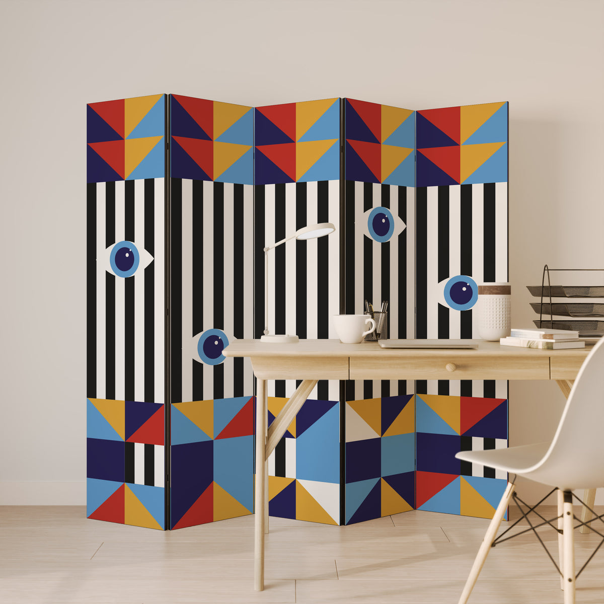 ABSTRACTION AND GEOMETRY Dekorativ rumsavdelare – 5 paneler