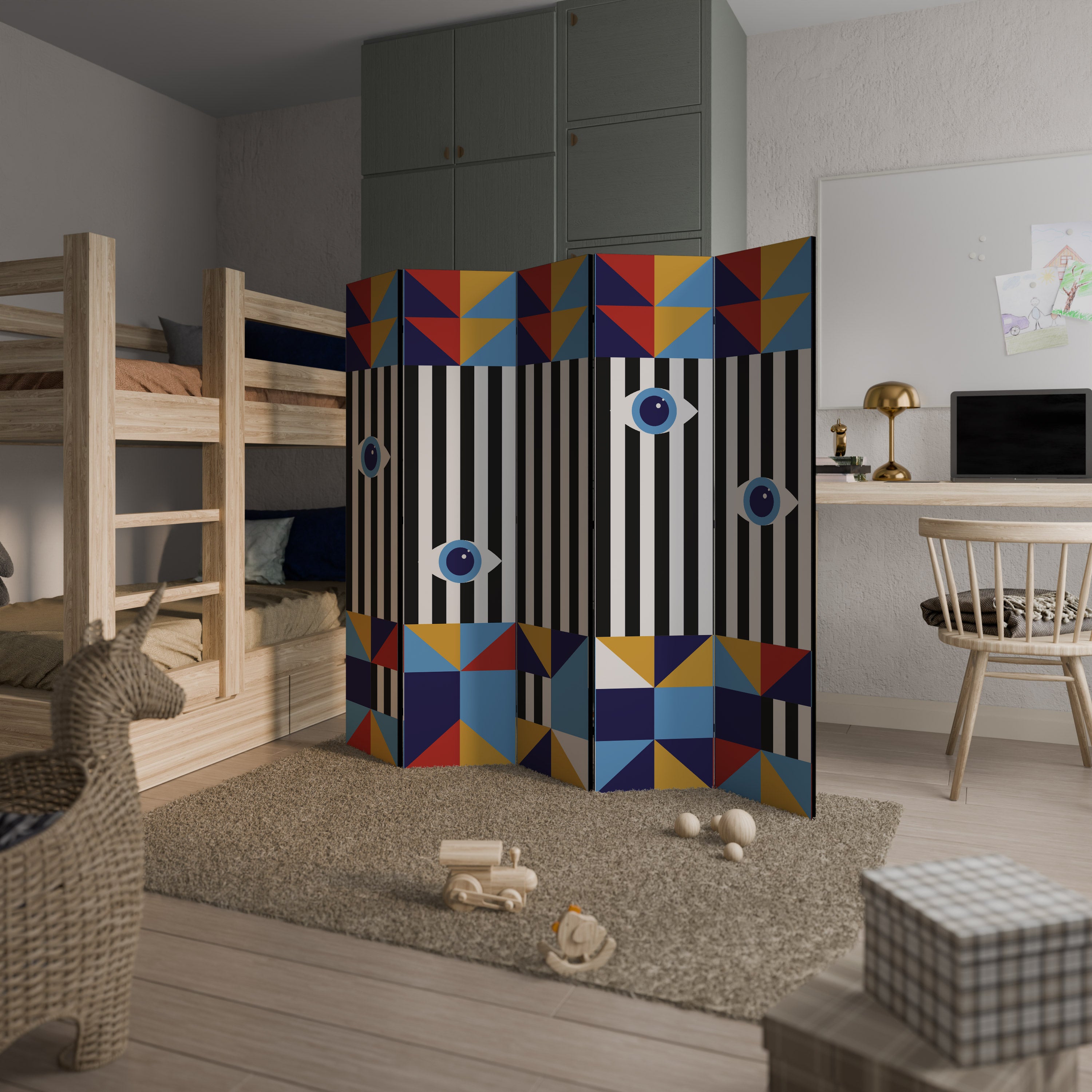 ABSTRAKTION OCH GEOMETRI 5-panelers rumsavdelare