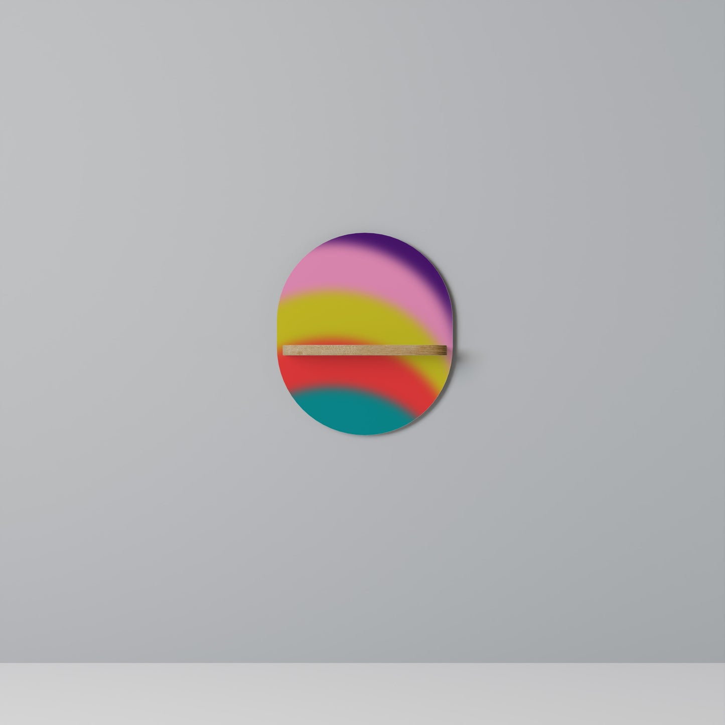 RAINBOW TIME Oval konsthylla i ekeffekt