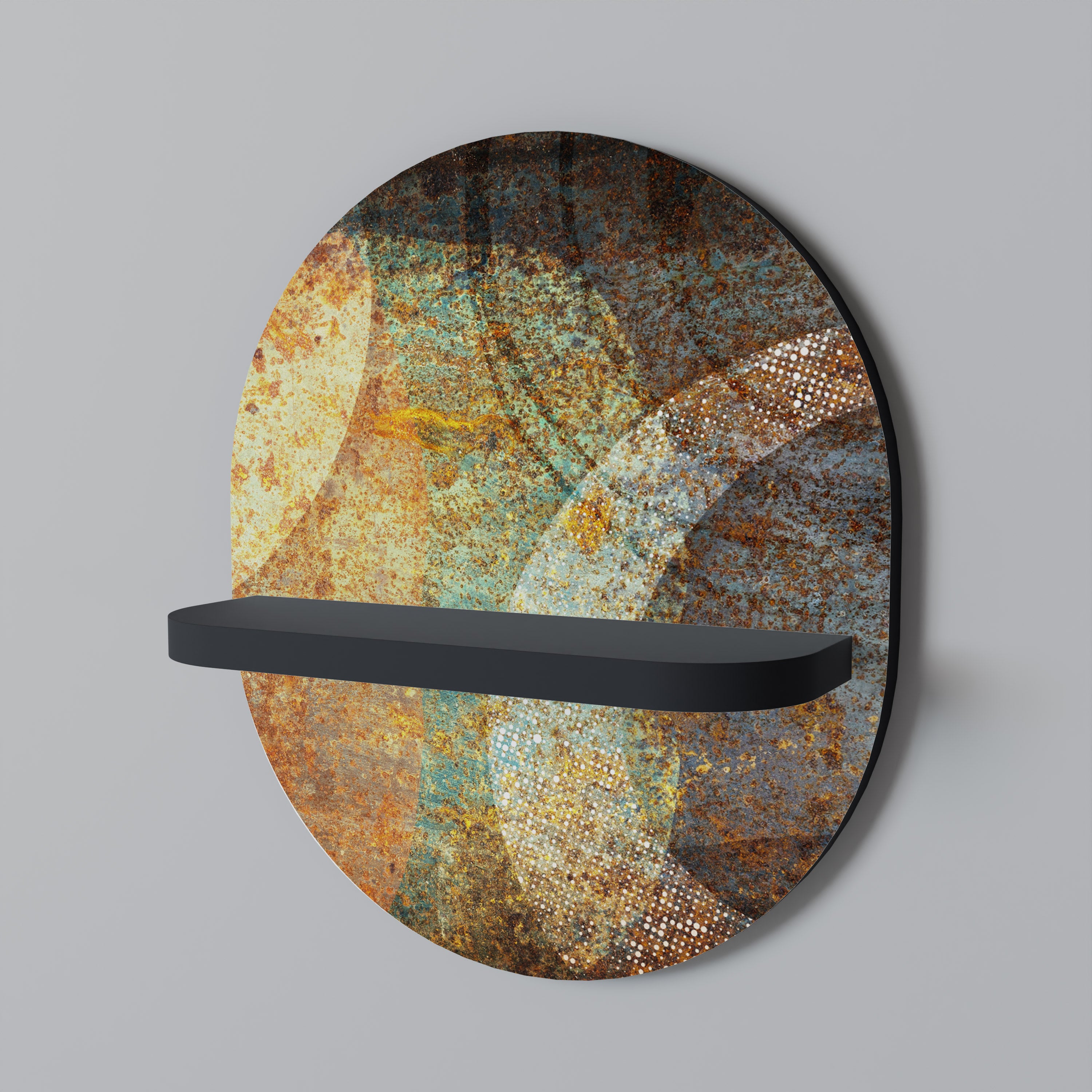 ANTIK AURA Oval konsthylla i svart finish