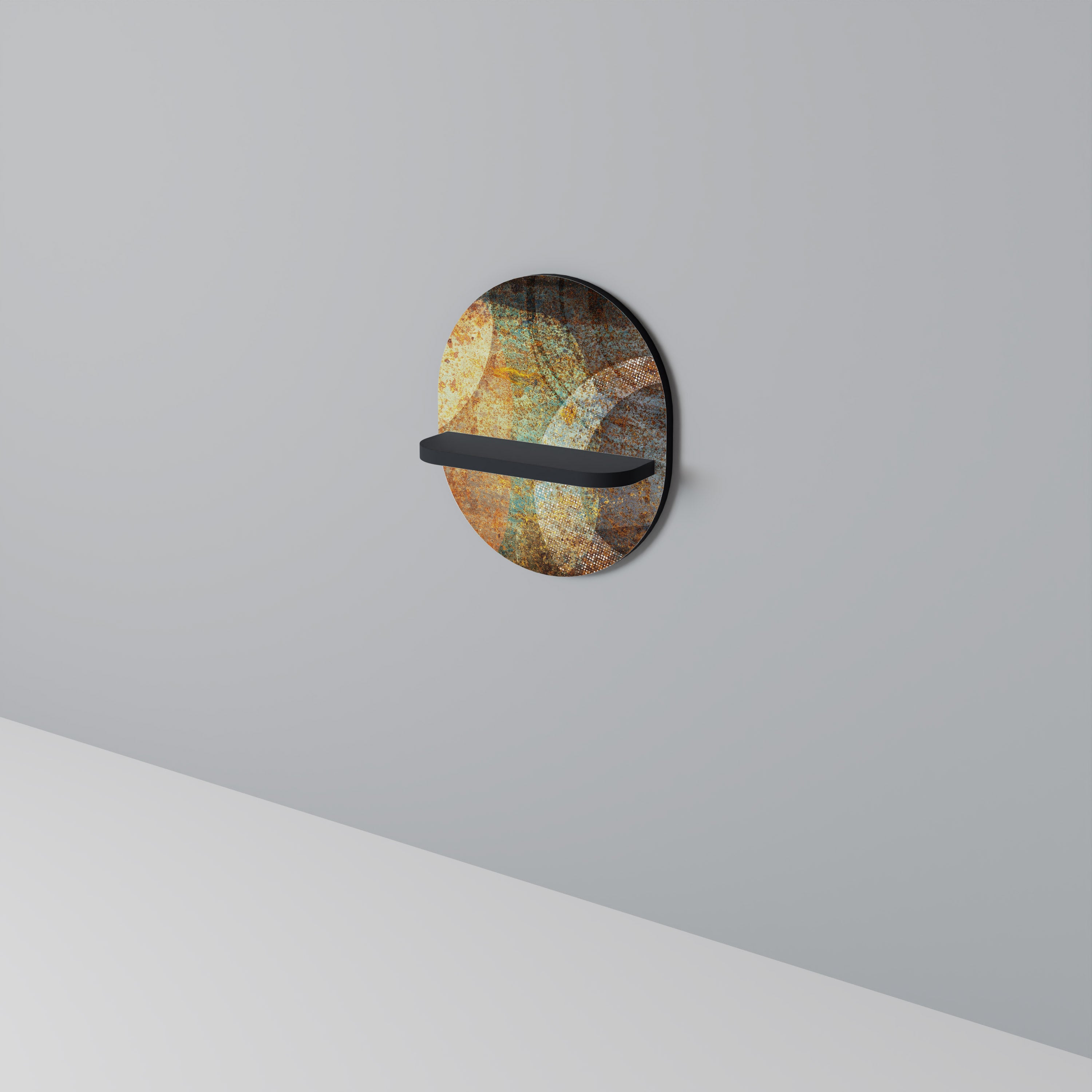 ANTIK AURA Oval konsthylla i svart finish