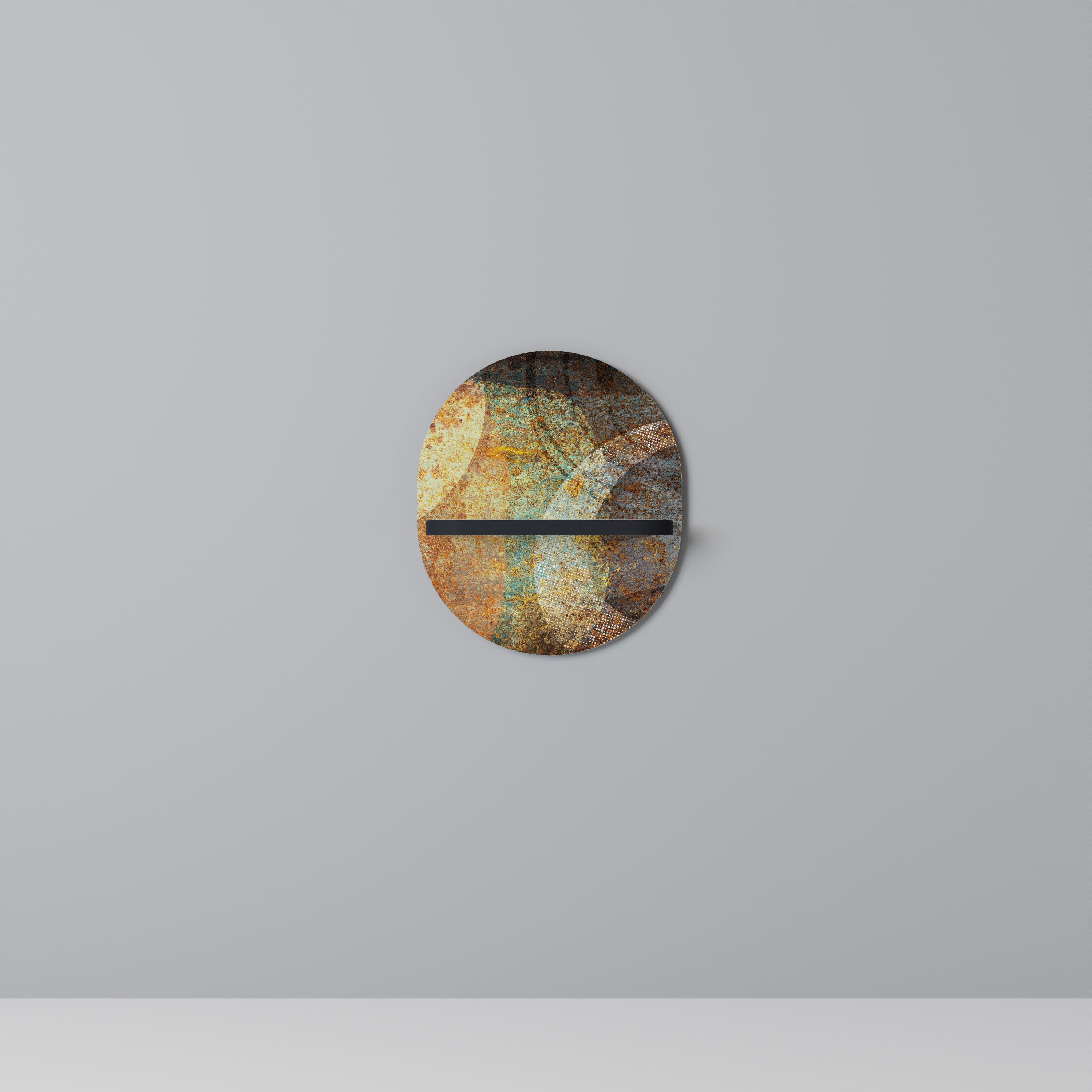 ANTIK AURA Oval konsthylla i svart finish