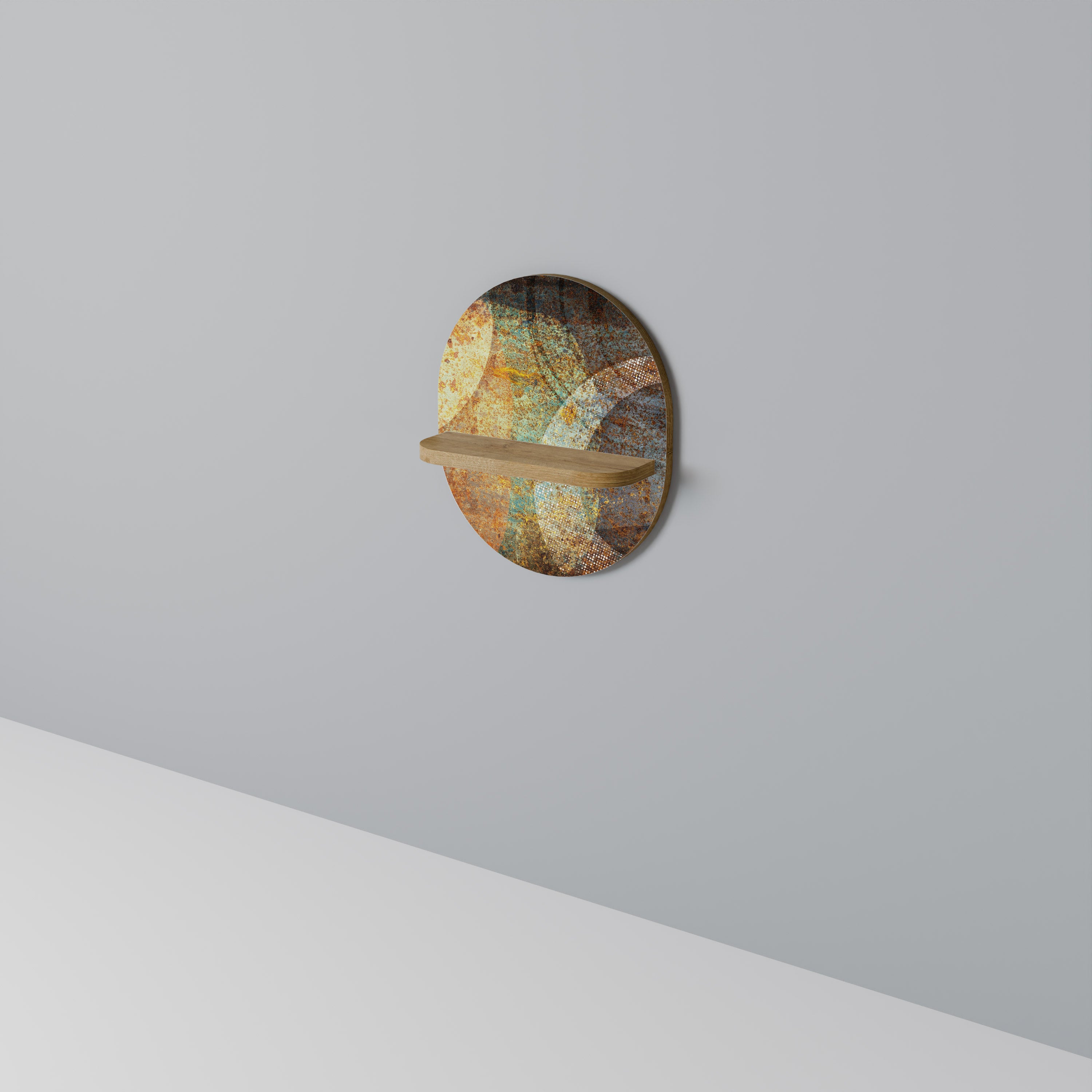 ANTIK AURA Oval konsthylla i ekeffekt