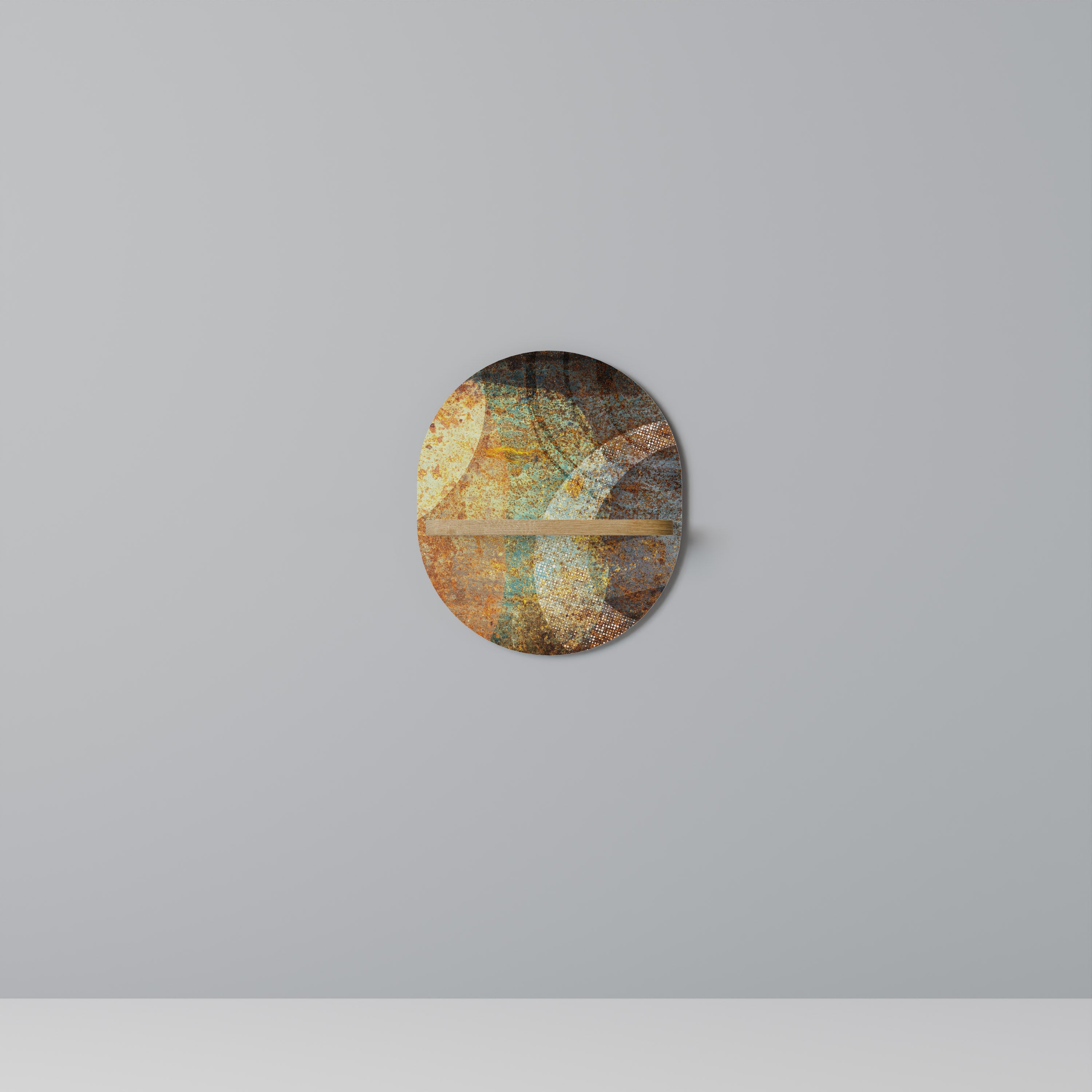 ANTIK AURA Oval konsthylla i ekeffekt