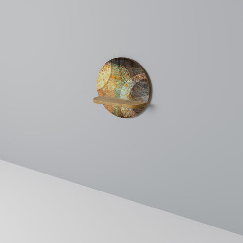 ANTIQUE AURA Round Art Shelf In Oak Effect