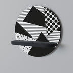 GEMOETRIC MONOCHROME Round Art Shelf In Black Finish