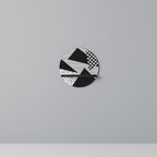 GEMOETRIC MONOCHROME Round Art Shelf In Black Finish