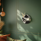 GEMOETRIC MONOCHROME Round Art Shelf In Black Finish