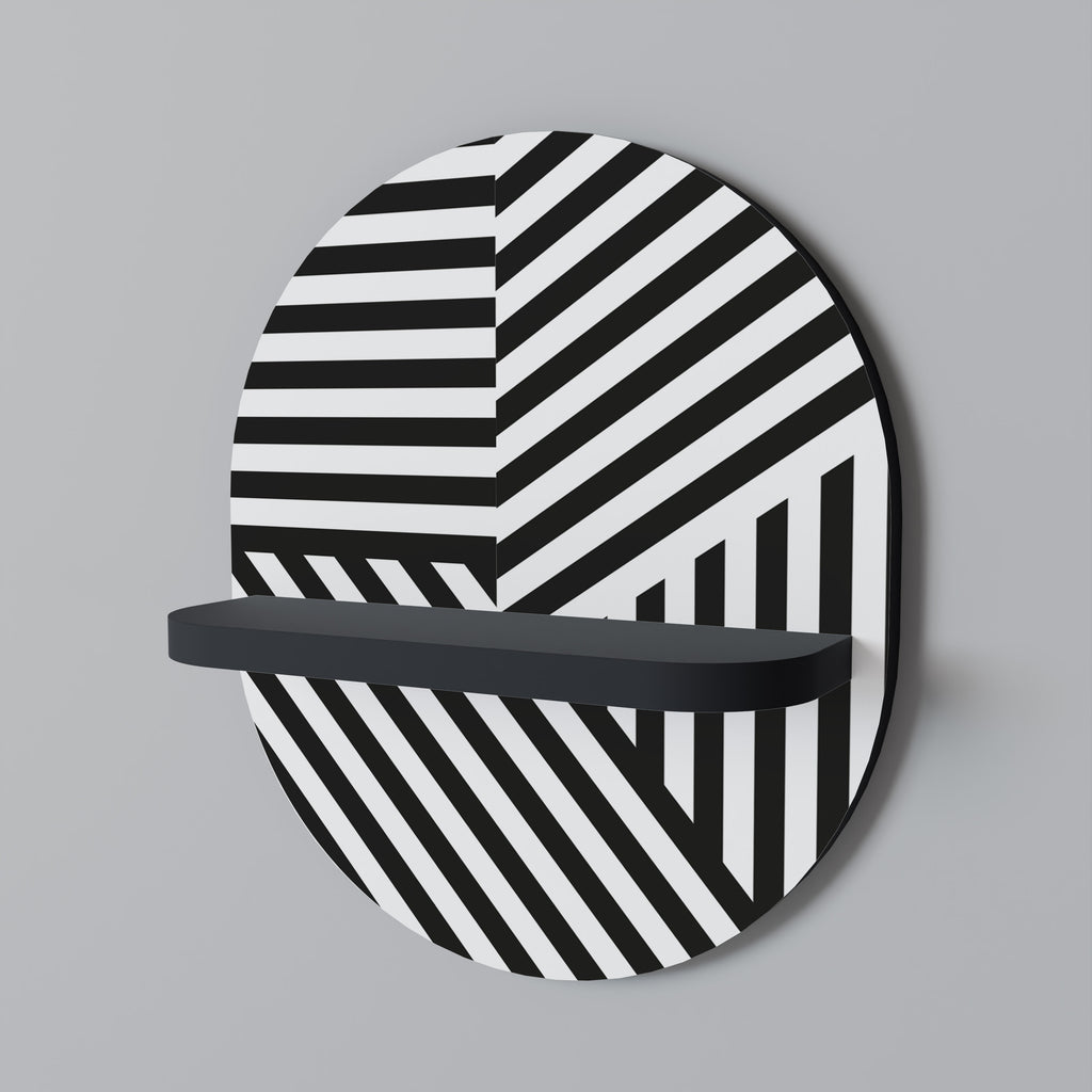 LATTICE LINES Oval konsthylla i svart finish