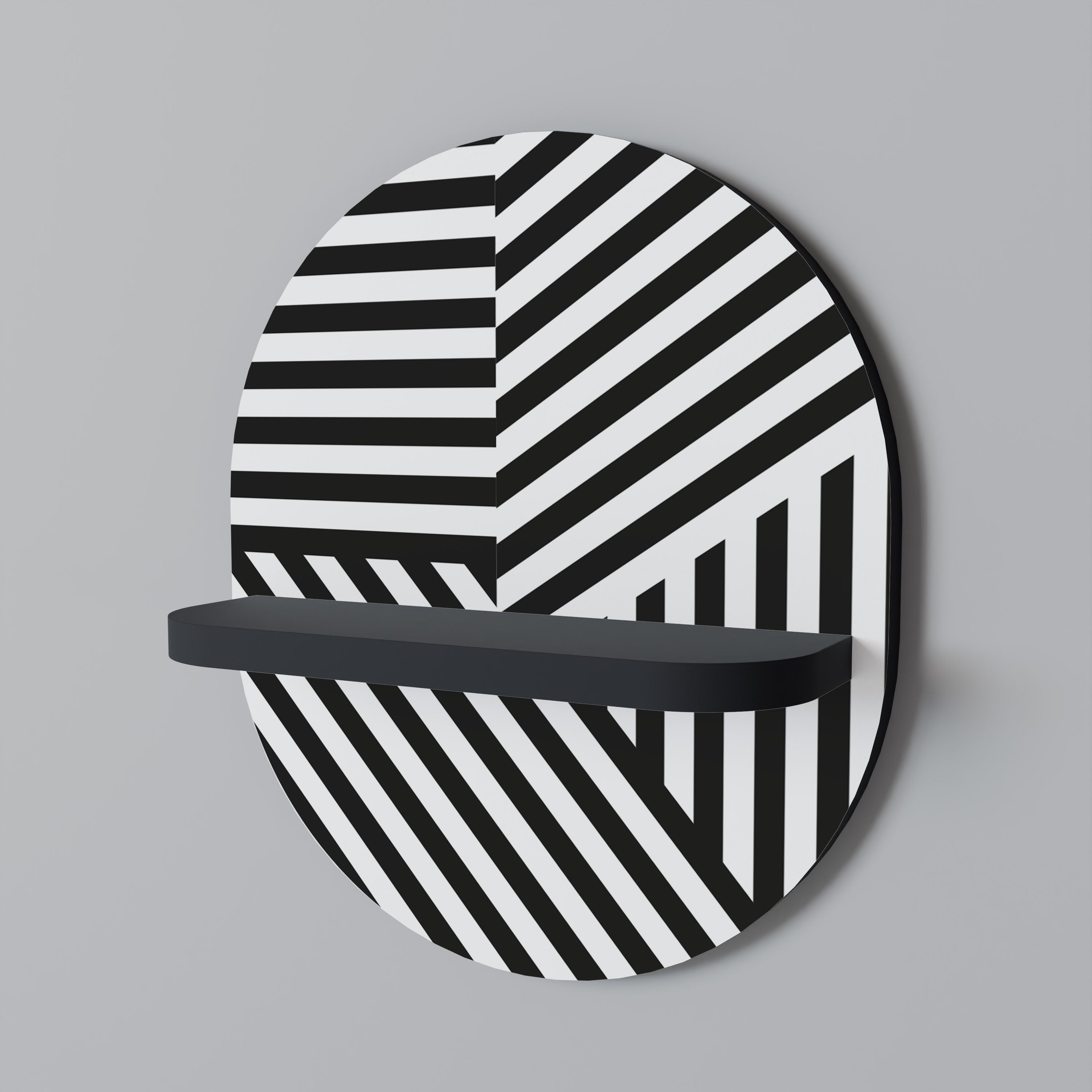LATTICE LINES Oval konsthylla i svart finish