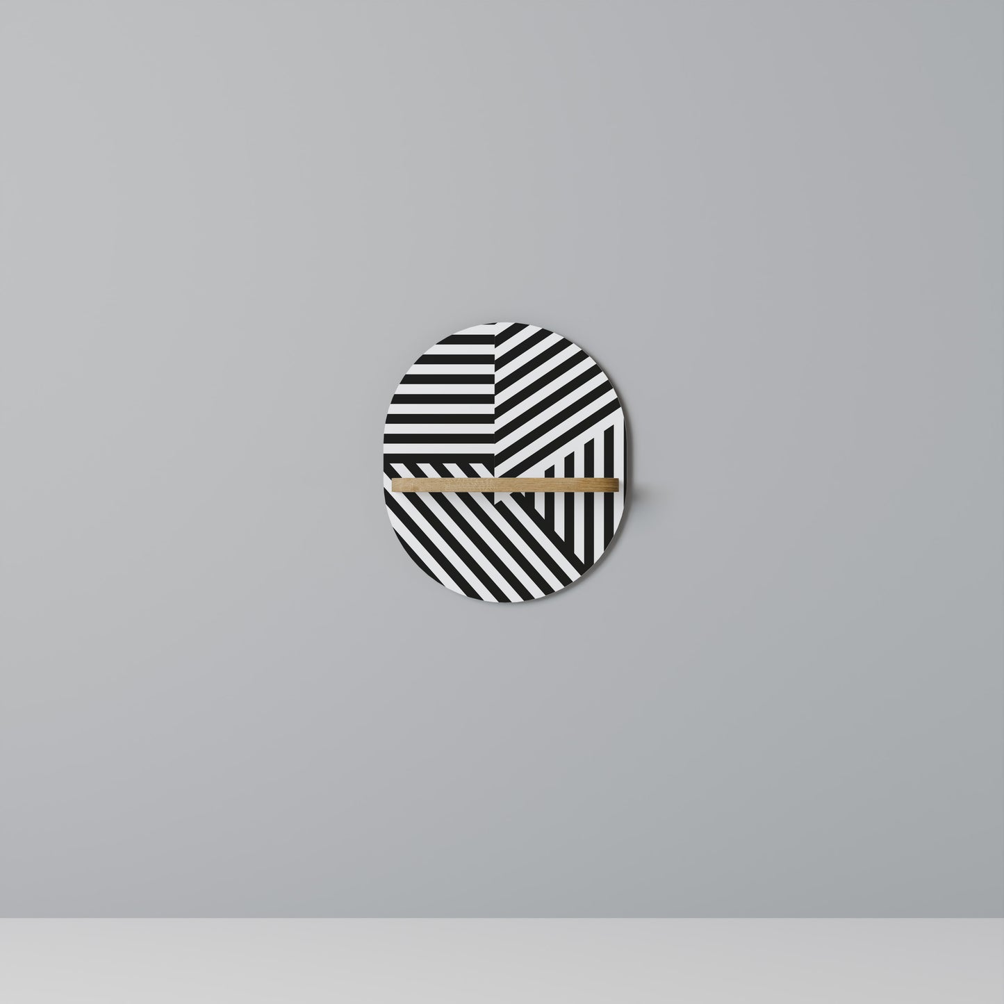 LATTICE LINES Oval konsthylla i ekeffekt