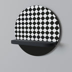 GRID GEOMETRY Round Art Shelf In Black Finish