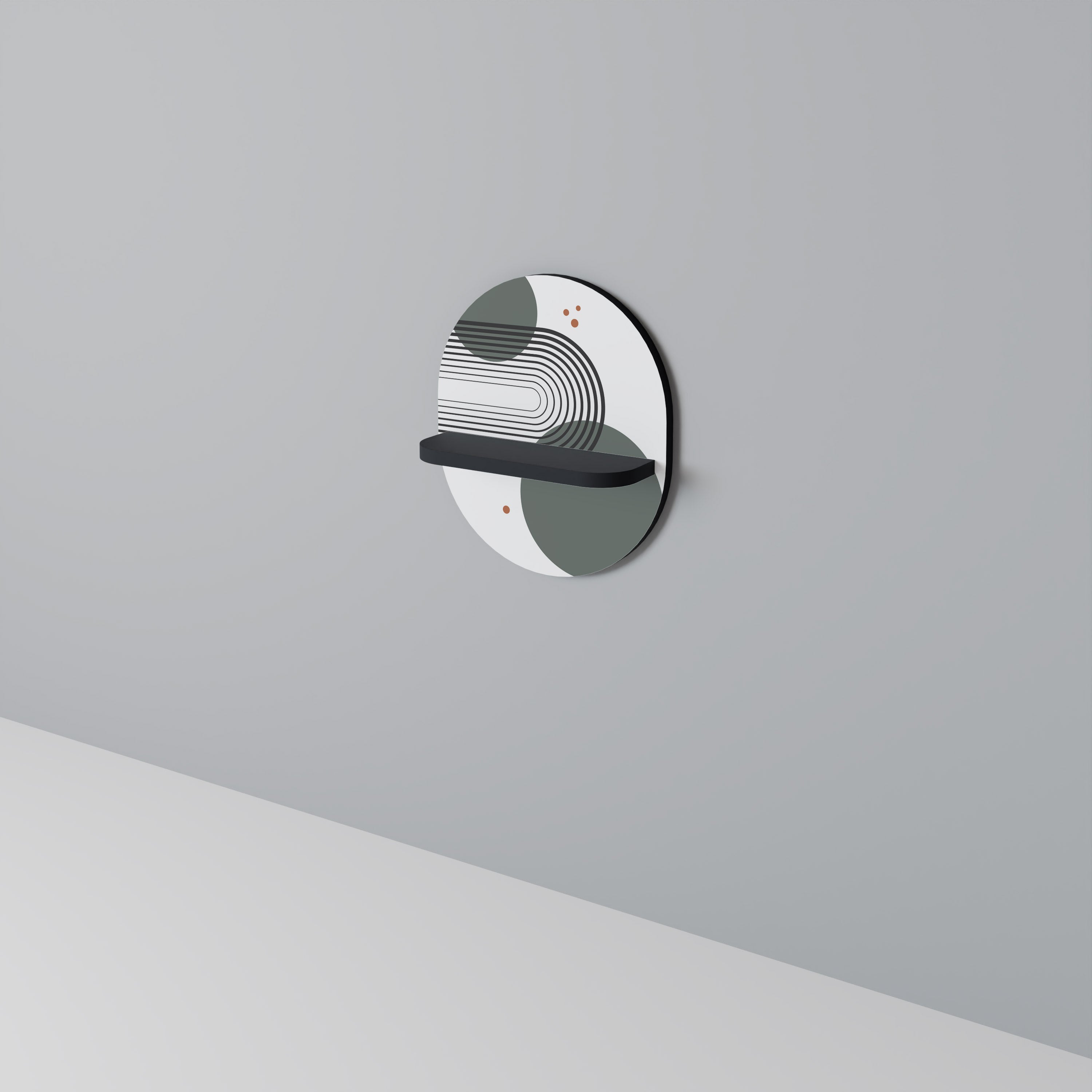 ORBITAL DECOR Oval konsthylla i svart finish