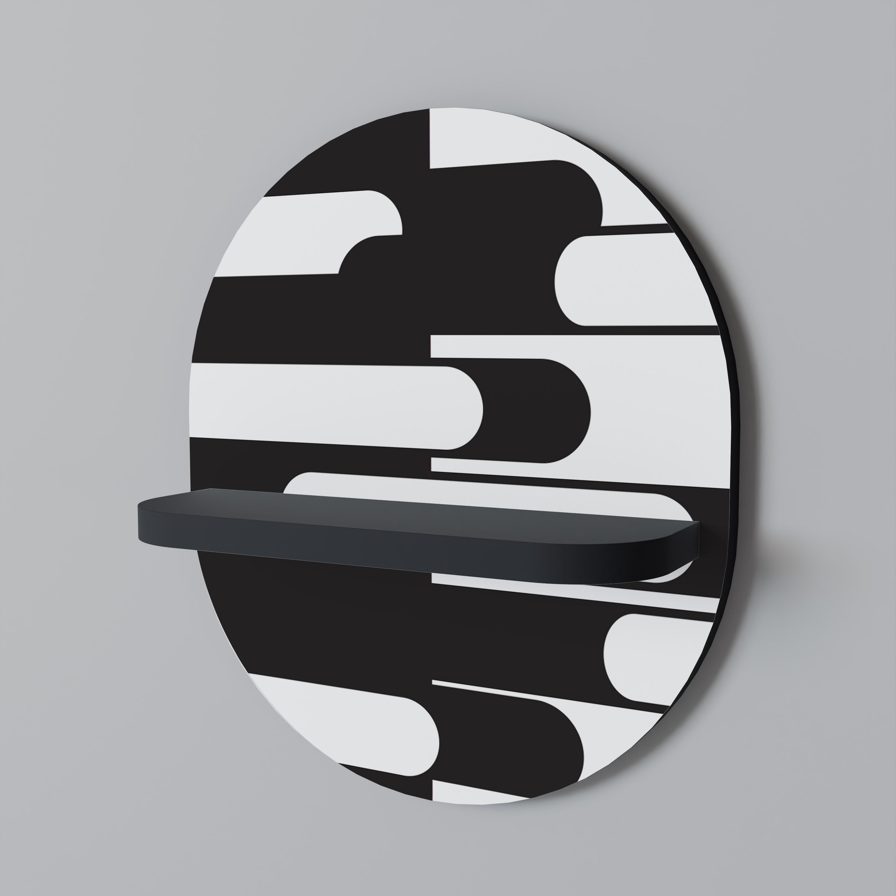 ACHROMATIC CONTRAST Oval konsthylla i svart finish