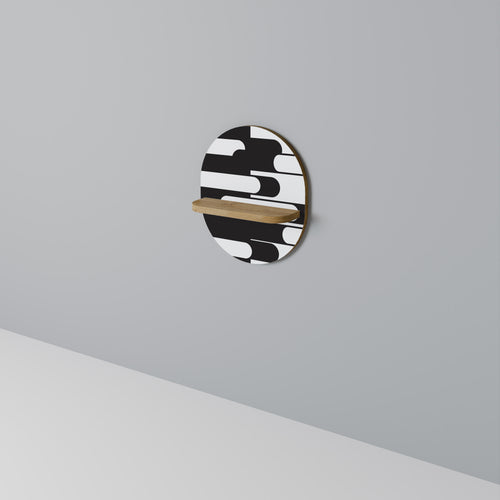 ACHROMATIC CONTRAST Oval Art Shelf In Oak Effect