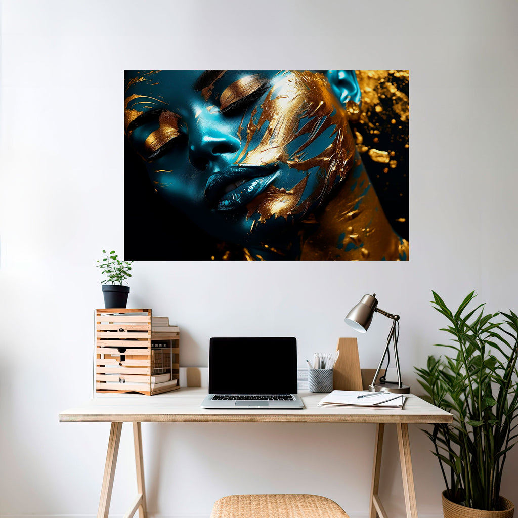 GOLDEN SERENITY horisontell affisch med självhäftande motiv