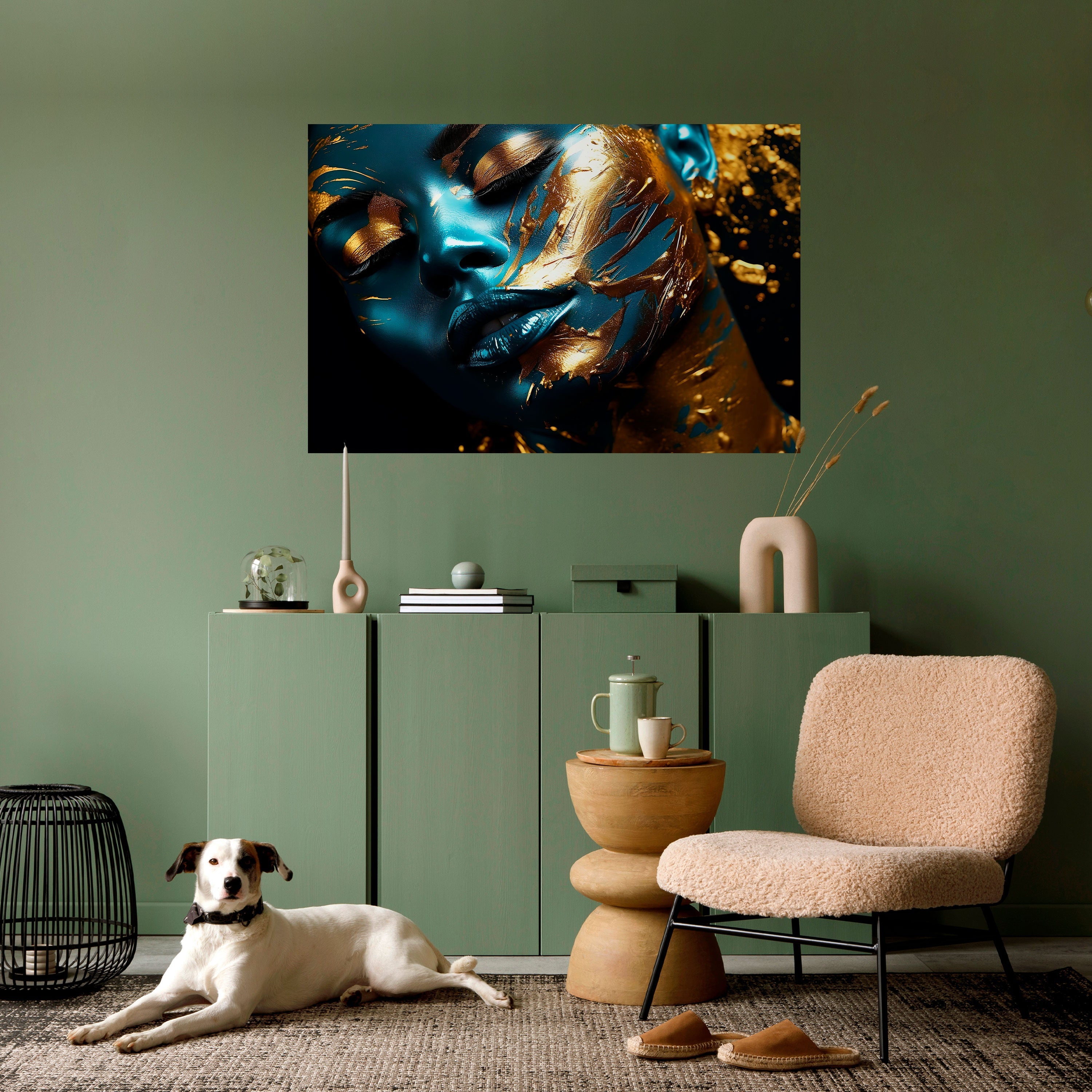 GOLDEN SERENITY horisontell affisch med självhäftande motiv