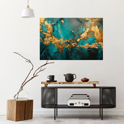 CELESTIAL GOLDRUSH horisontell affisch med självhäftande motiv
