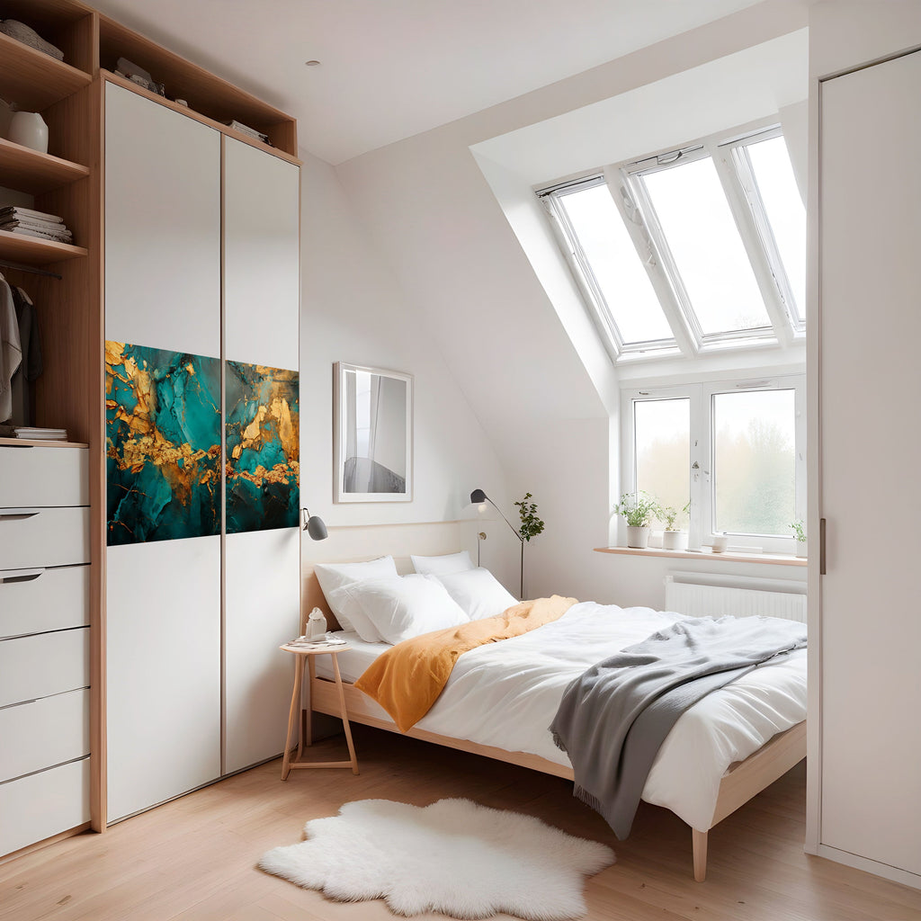 CELESTIAL GOLDRUSH horisontell affisch med självhäftande motiv