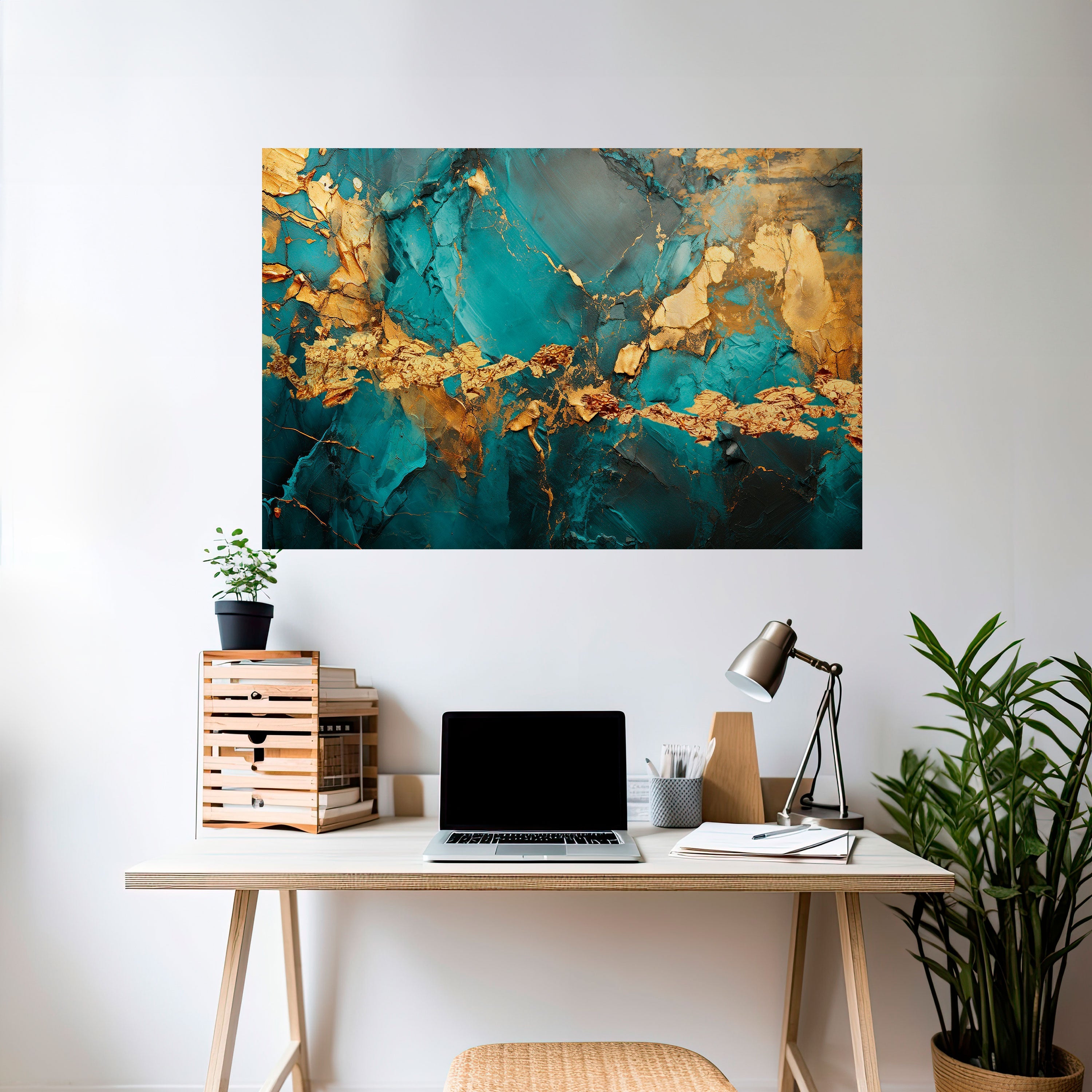 CELESTIAL GOLDRUSH horisontell affisch med självhäftande motiv