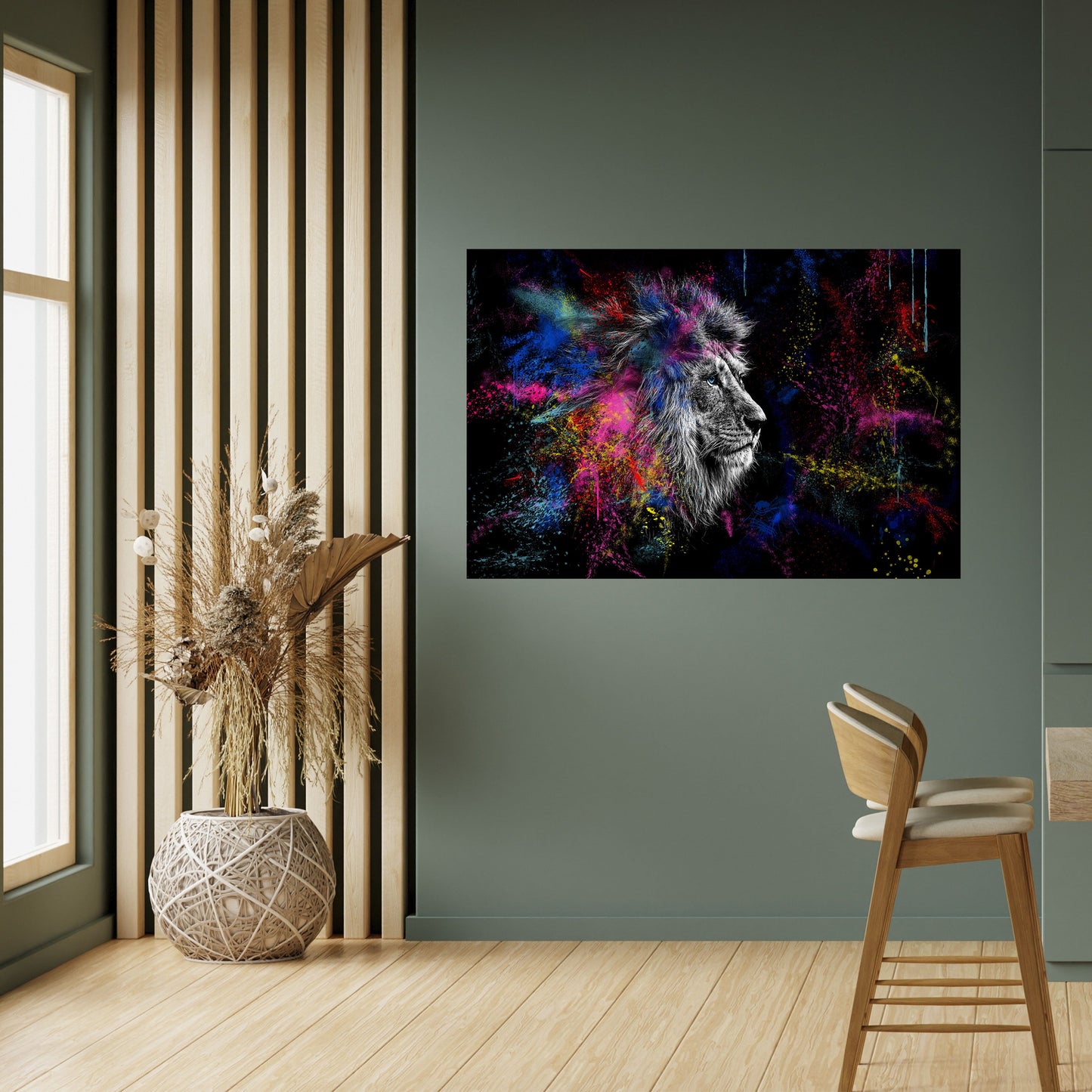 LION ARTISTRY Horisontell affisch med självhäftande tryck