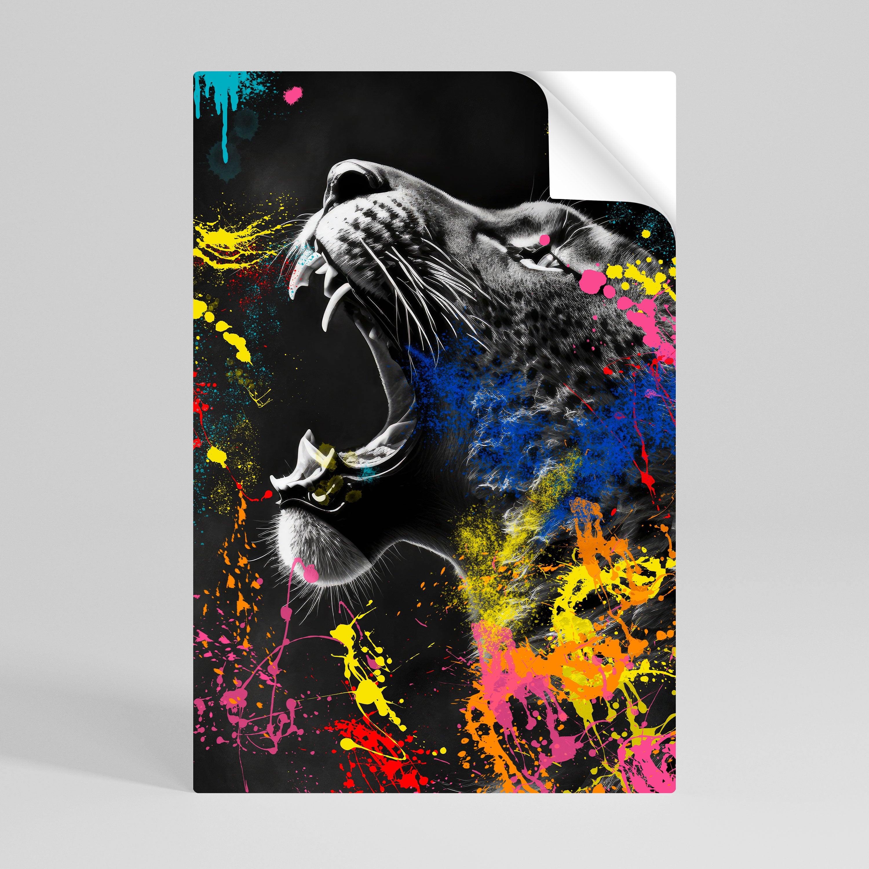 LEOPARD ARTISTRY Vertikal poster med självhäftande text