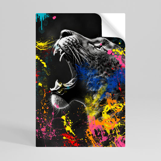LEOPARD ARTISTRY Vertikal poster med självhäftande text