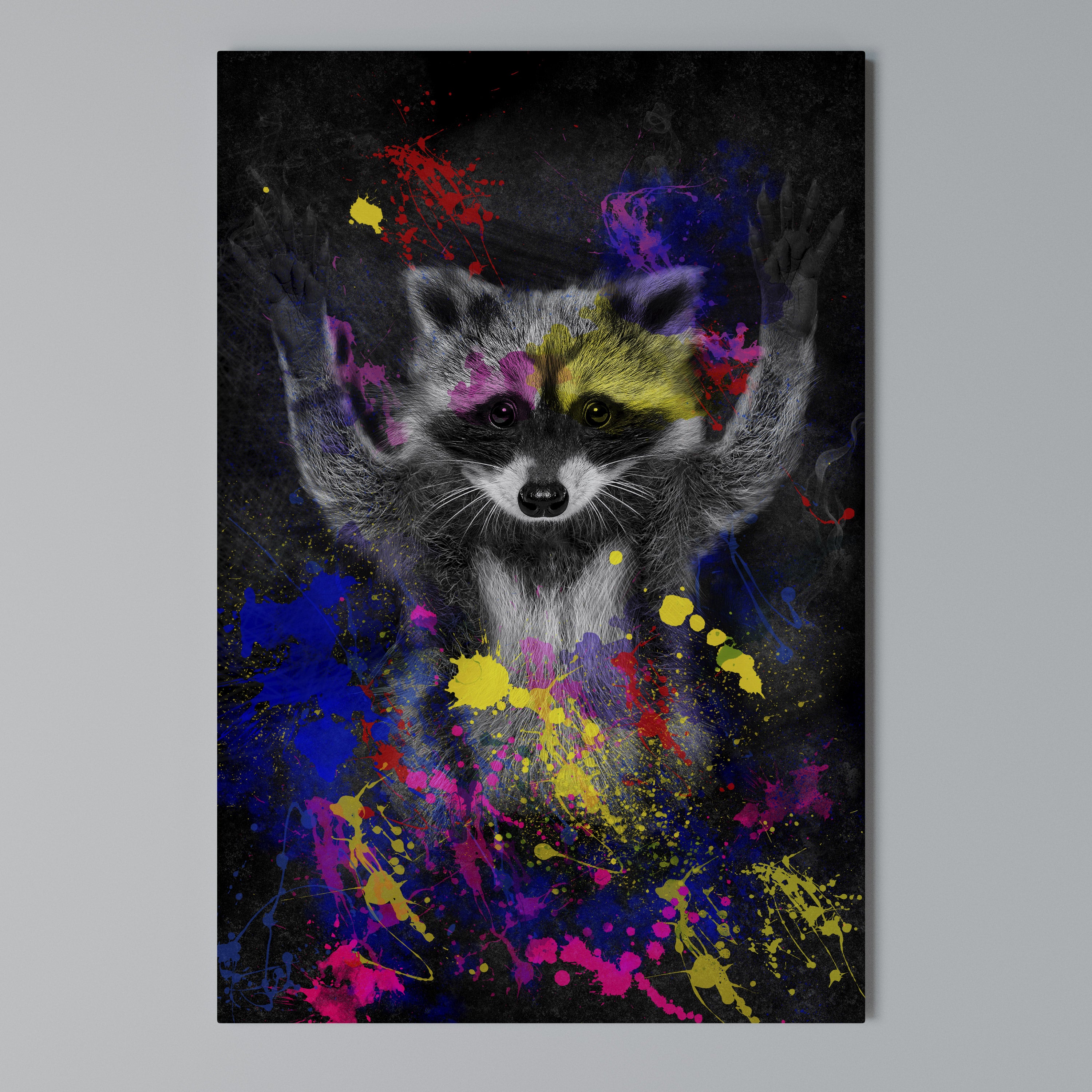 RACCOON ARTISTRY Vertical Canvas Print