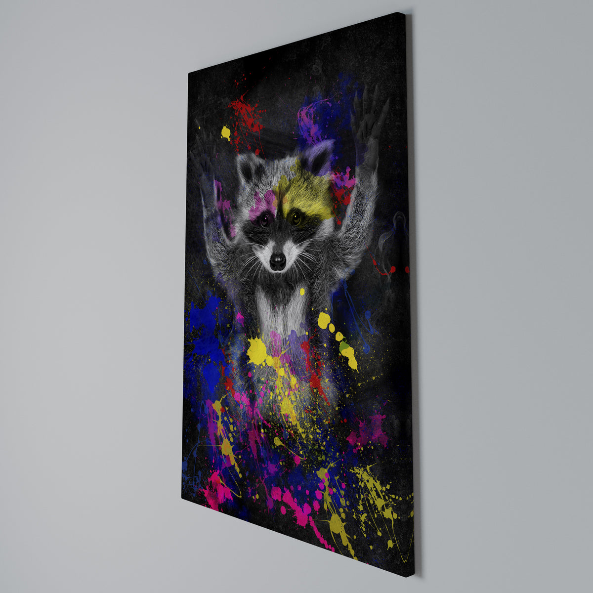 RACCOON ARTISTRY Vertical Canvas Print