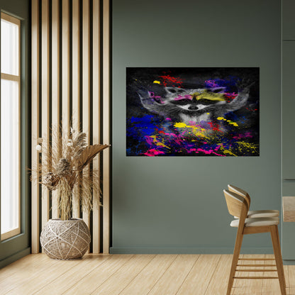 RACCOON ARTISTRY Peel and Stick Horizontal Poster