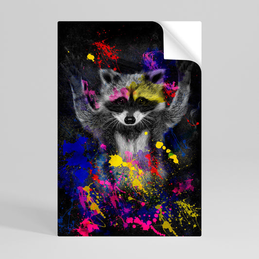 Raccoon Artistry vertikal poster med självhäftande klistermärke