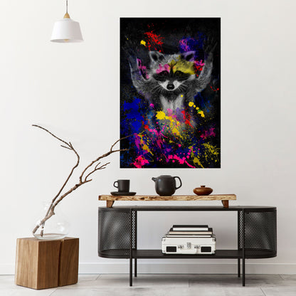 Raccoon Artistry vertikal poster med självhäftande klistermärke
