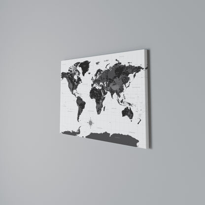 MONOCHROME EARTH MAP Horizontal Canvas Print