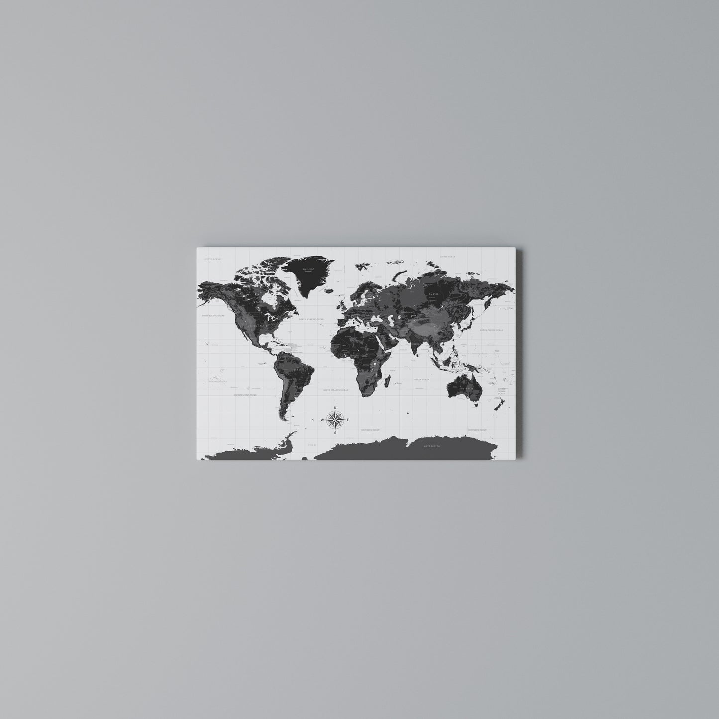 MONOCHROME EARTH MAP Horizontal Canvas Print