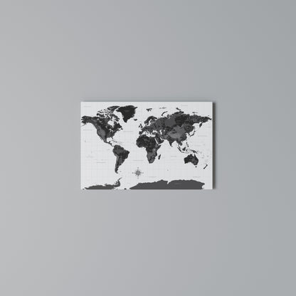 MONOCHROME EARTH MAP Horizontal Canvas Print