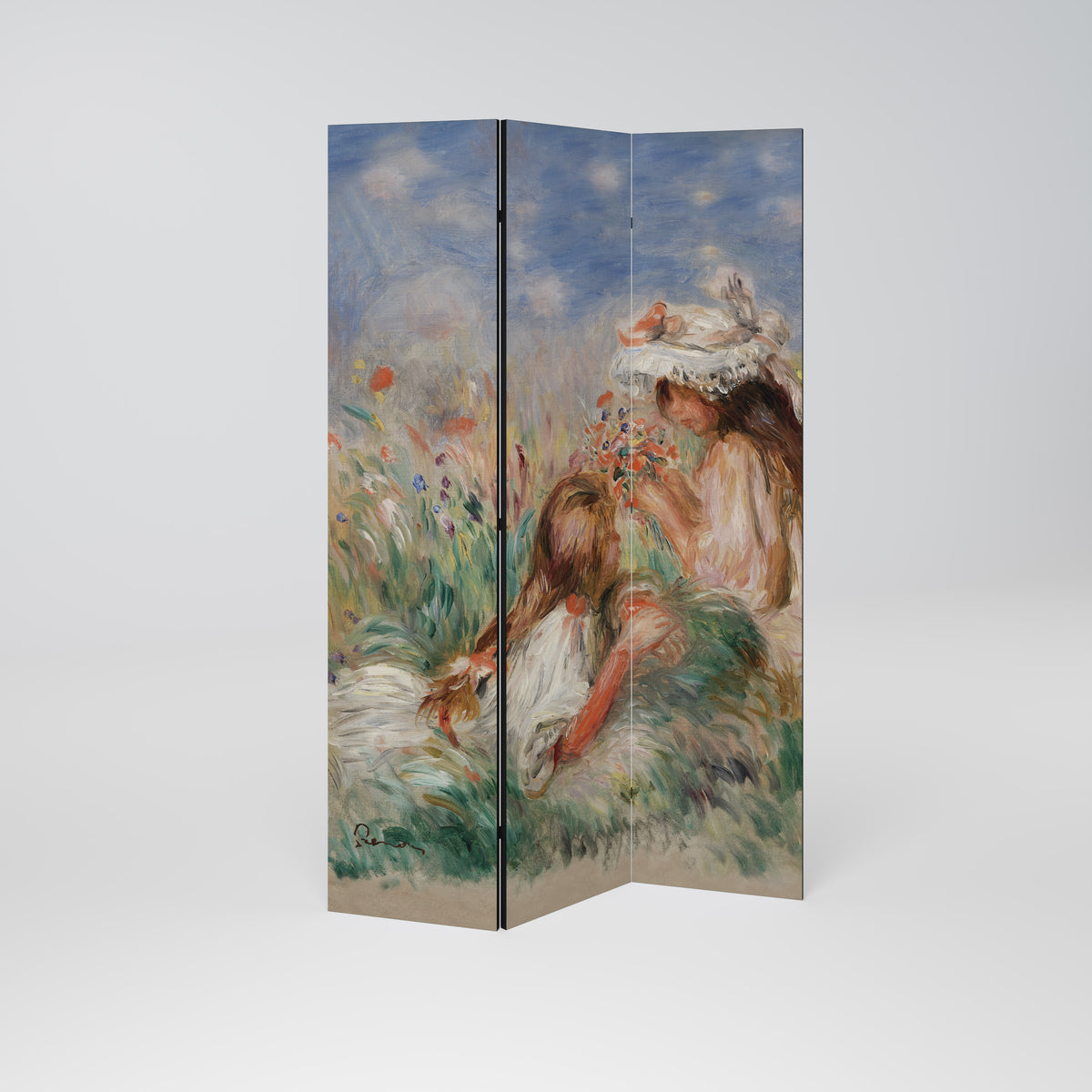 GIRLS IN THE GRASS Dekorativ rumsavdelare – 3 paneler