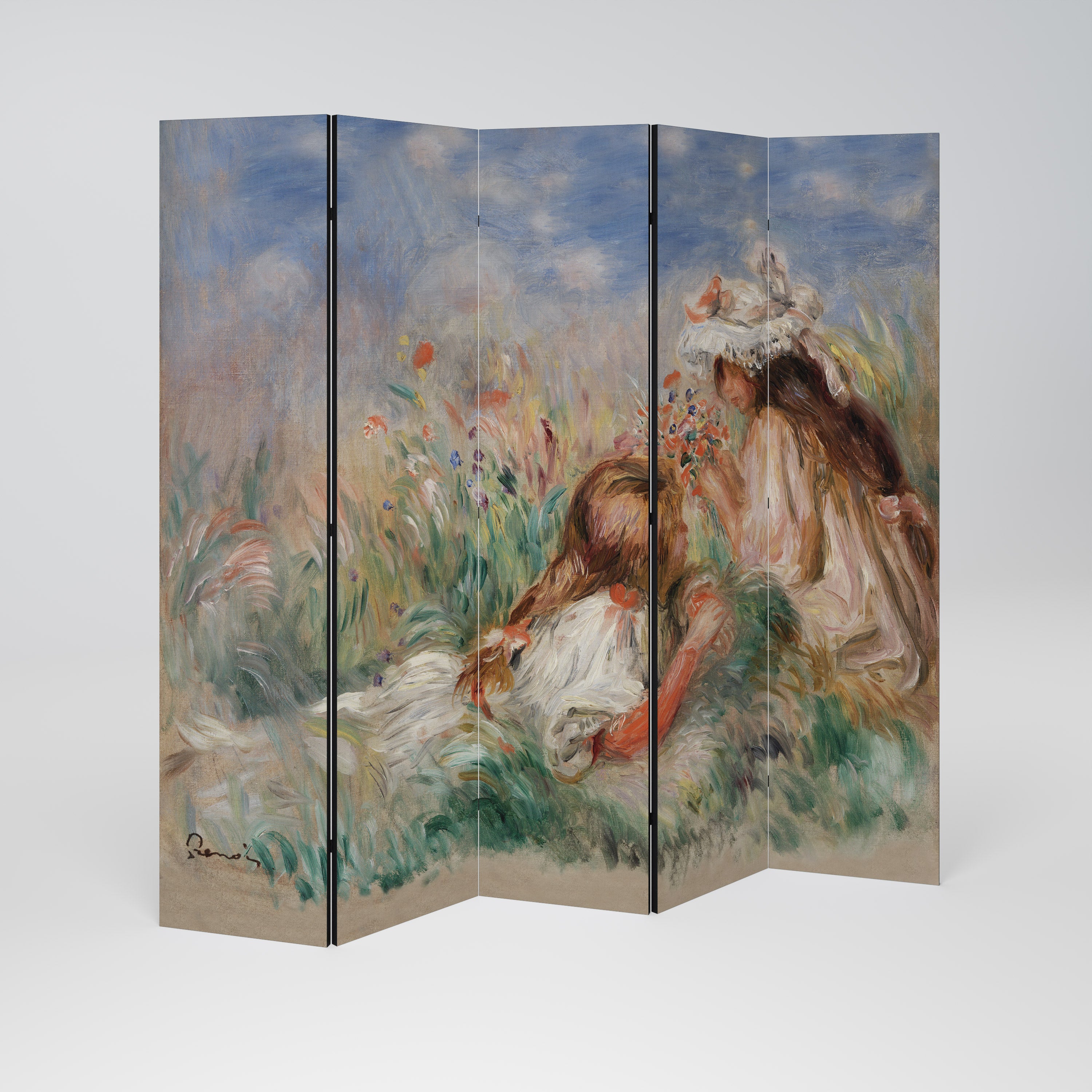 GIRLS IN THE GRASS Dekorativ rumsavdelare – 5 paneler
