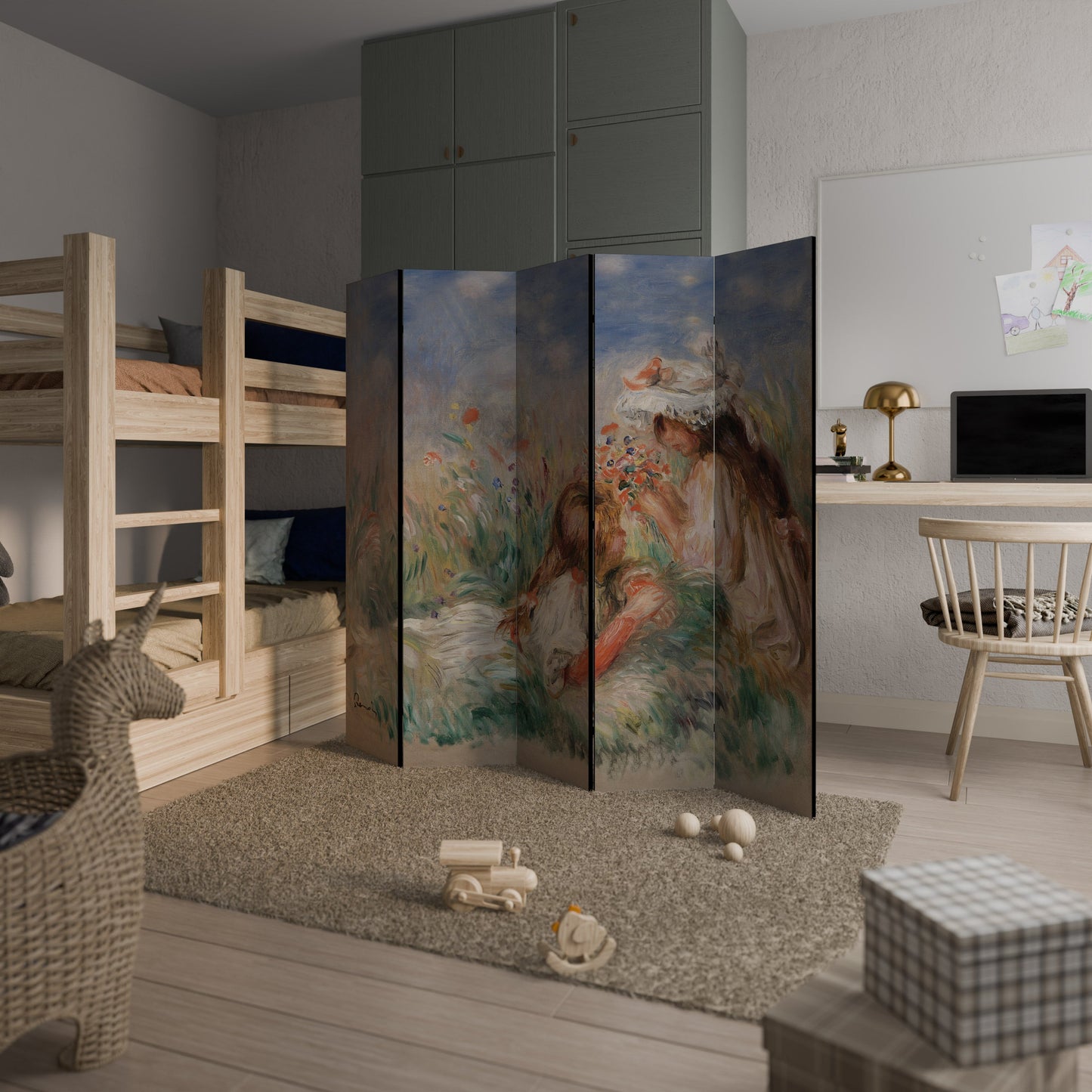 GIRLS IN THE GRASS Decorative 5-Panel Room Divider