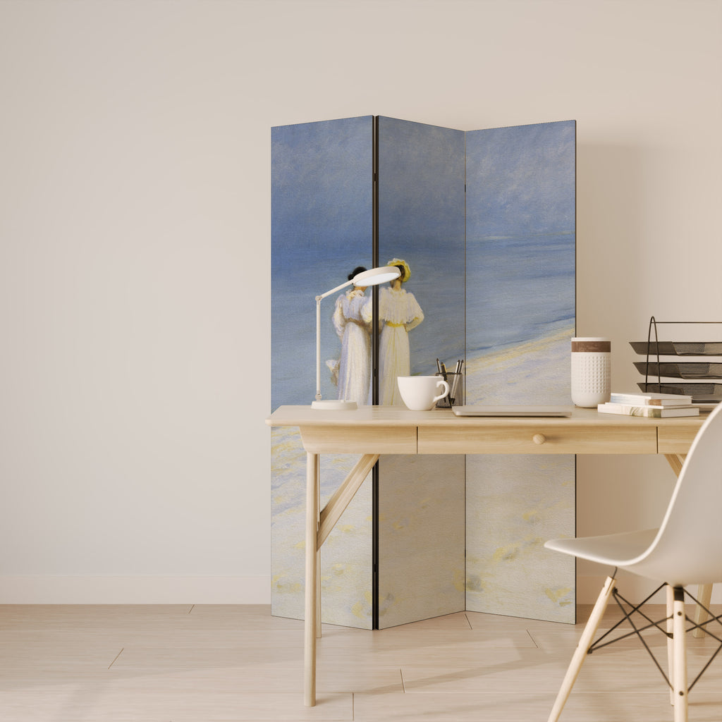 SUMMER EVENING ON SKAGEN'S BEACH Dekorativ rumsavdelare – 3 paneler