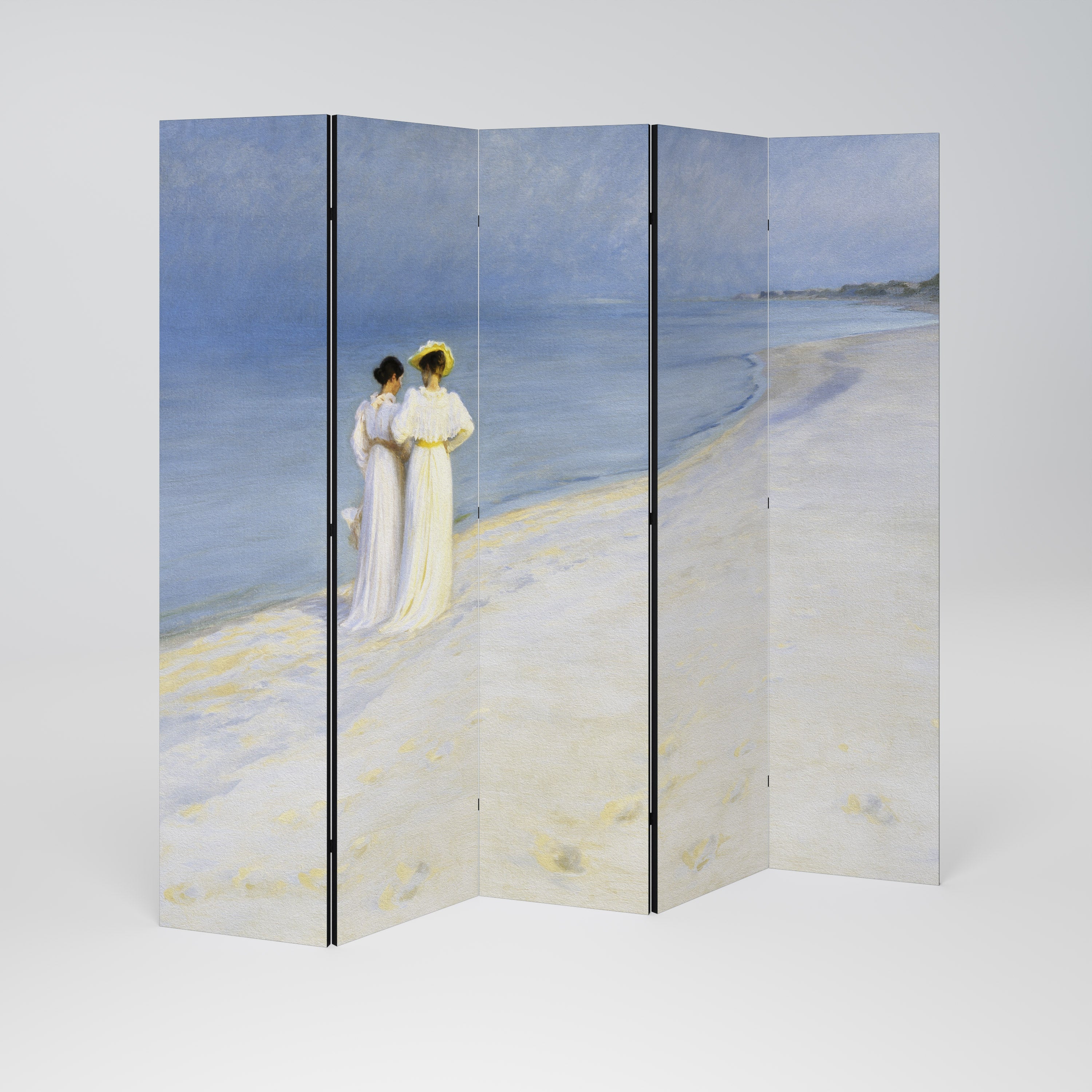 SUMMER EVENING ON SKAGEN'S BEACH Dekorativ rumsavdelare – 5 paneler