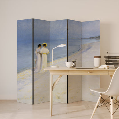SUMMER EVENING ON SKAGEN'S BEACH Dekorativ rumsavdelare – 5 paneler