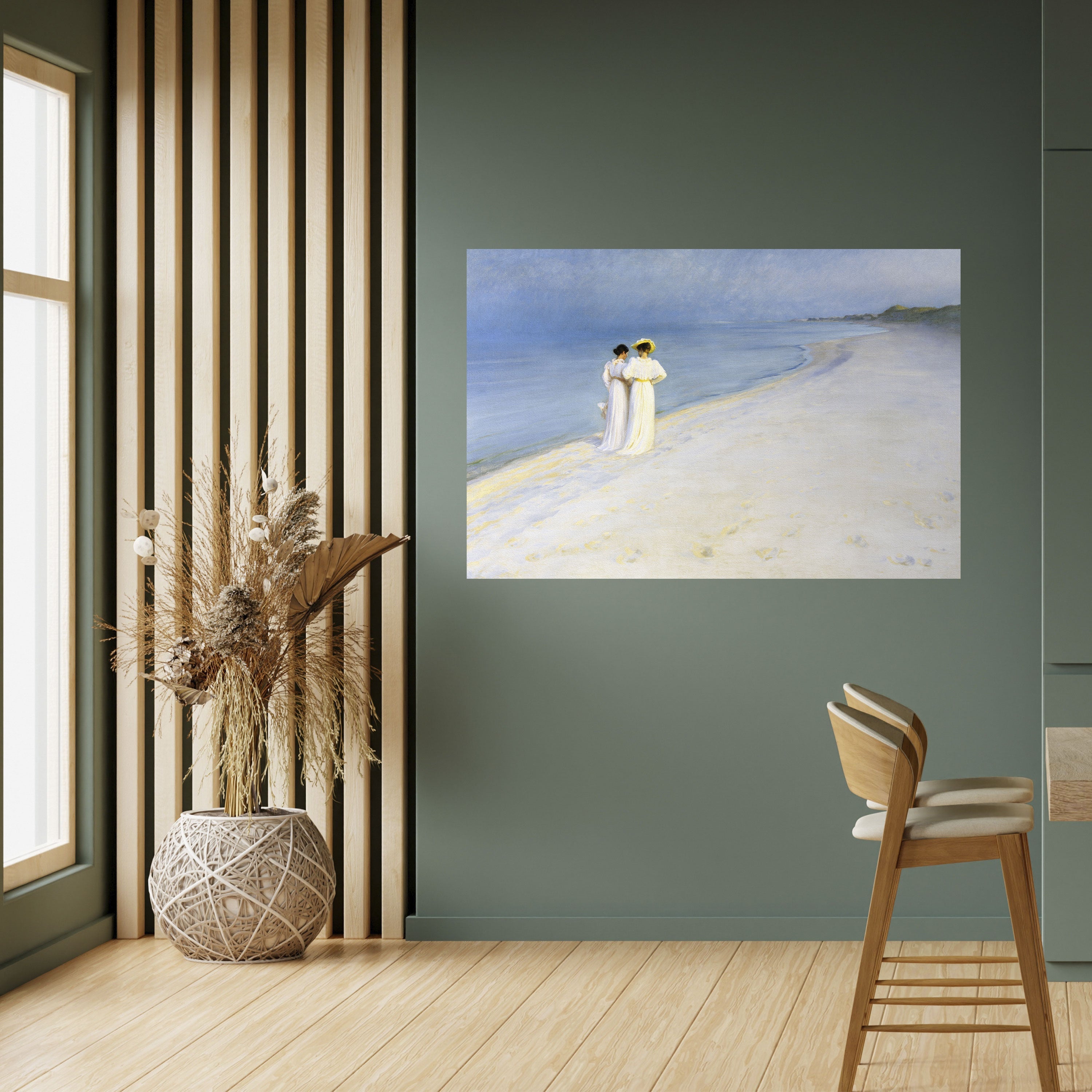 SOMMARKVÄLL PÅ SKAGENS STRAND Horisontell affisch med självhäftande motiv